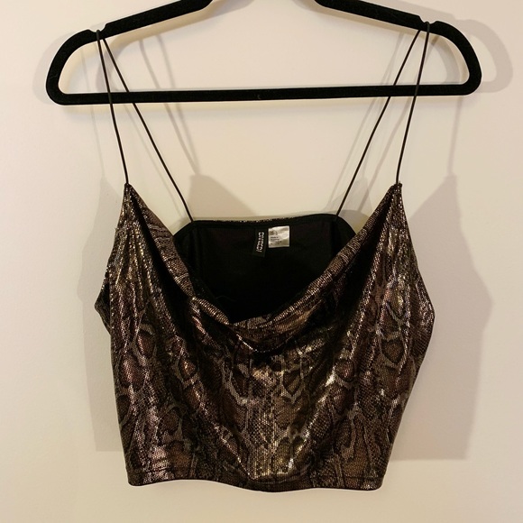 H&M Tops - Shiny snakeskin cropped tank